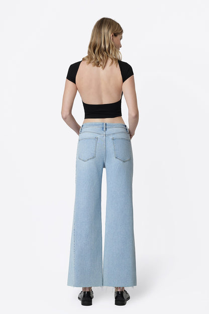 High Rise Two Tone Twist Wide Jeans