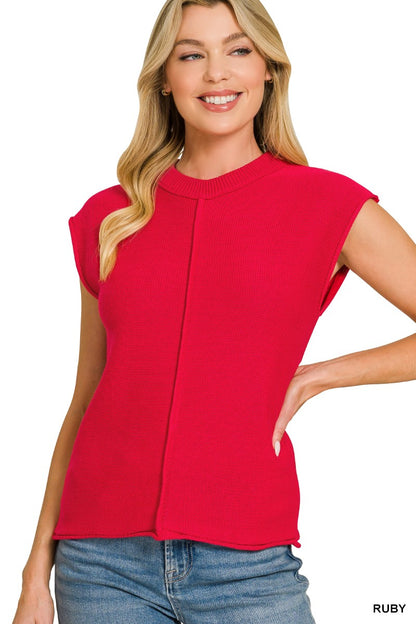 The Bailey Sleeveless Sweater-Ruby