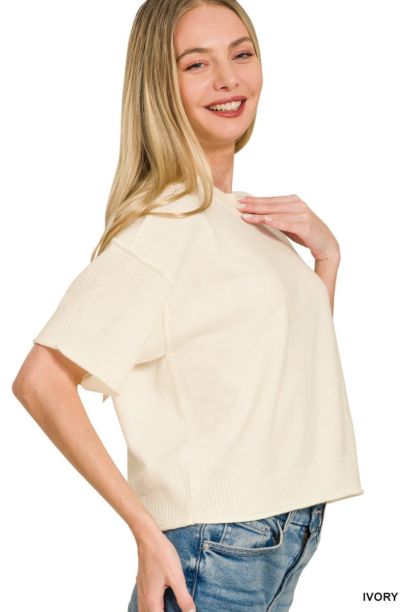 The Rochelle Cropped Sweater Ivory