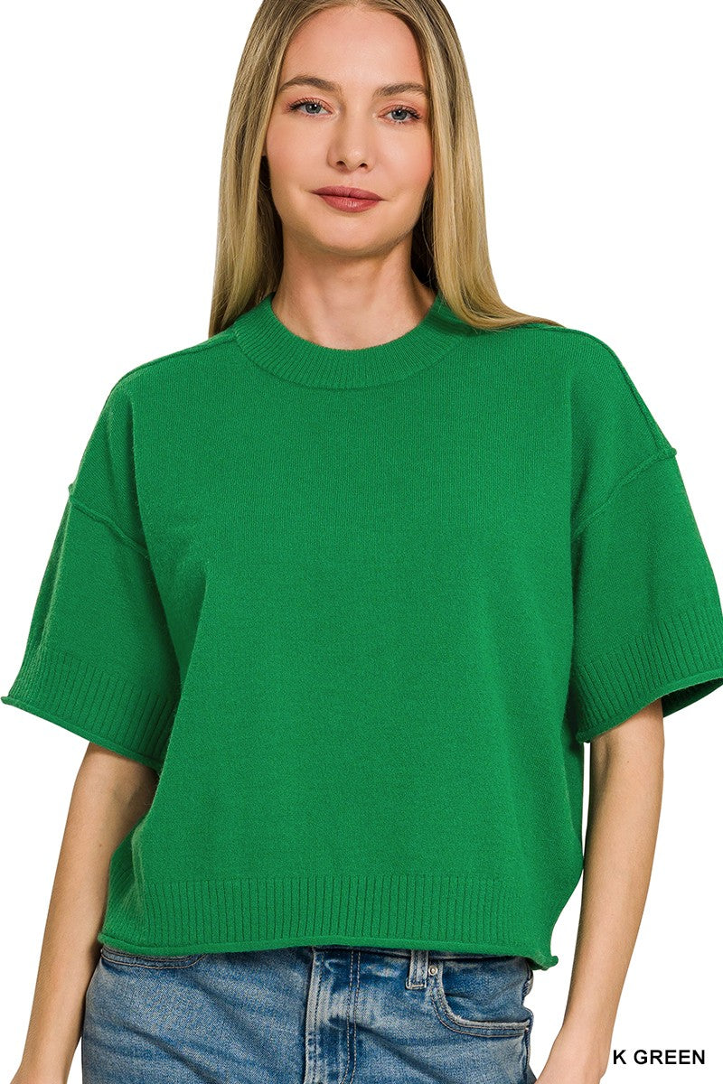 The Rochelle Cropped Sweater Green