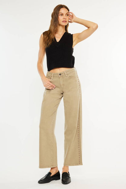 KanCan Stud Mid Rise Wide Leg