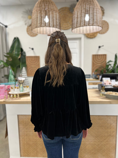Christmas Velvet Noelle Top Black