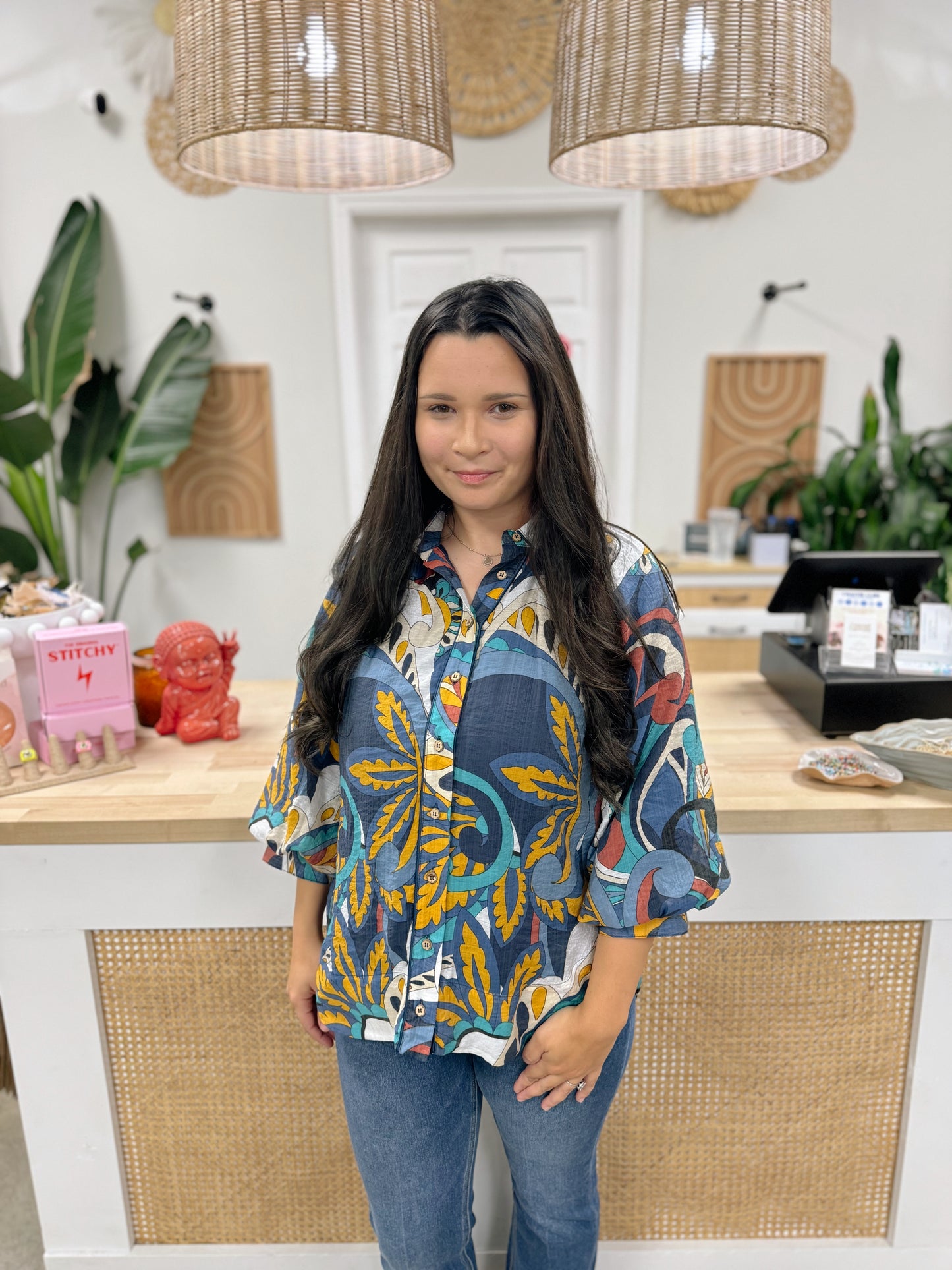 The Indigo Mix Button Down Top