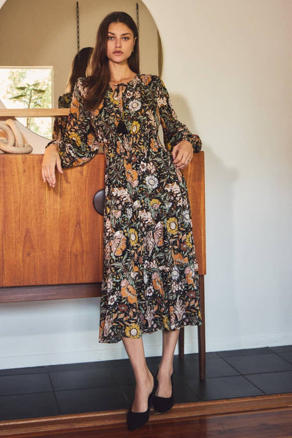 The Bethany Print Floral Midi Dress