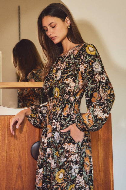 The Bethany Print Floral Midi Dress Curvy