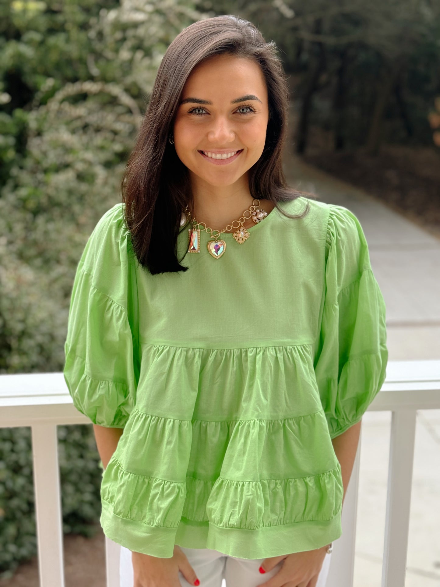 Pure Love Babydoll Blouse Lime