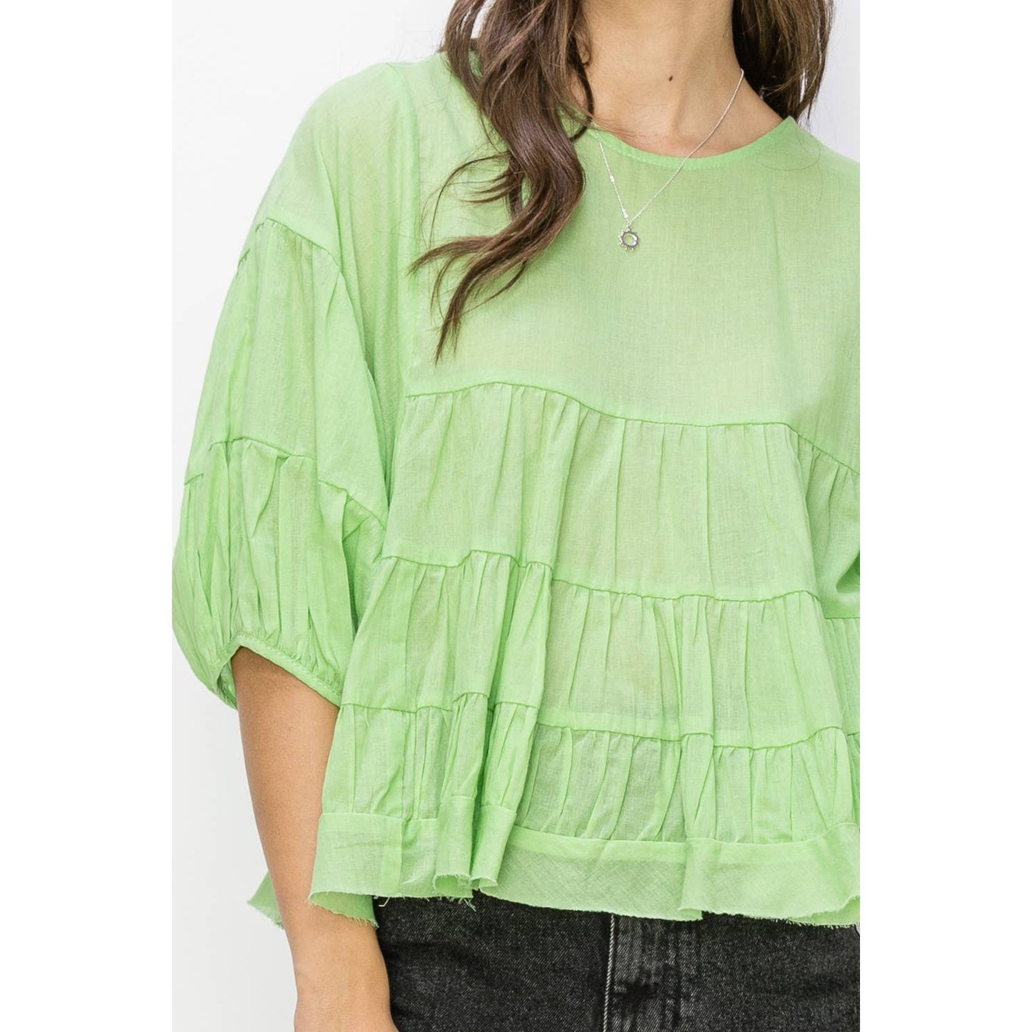 Pure Love Babydoll Blouse Lime