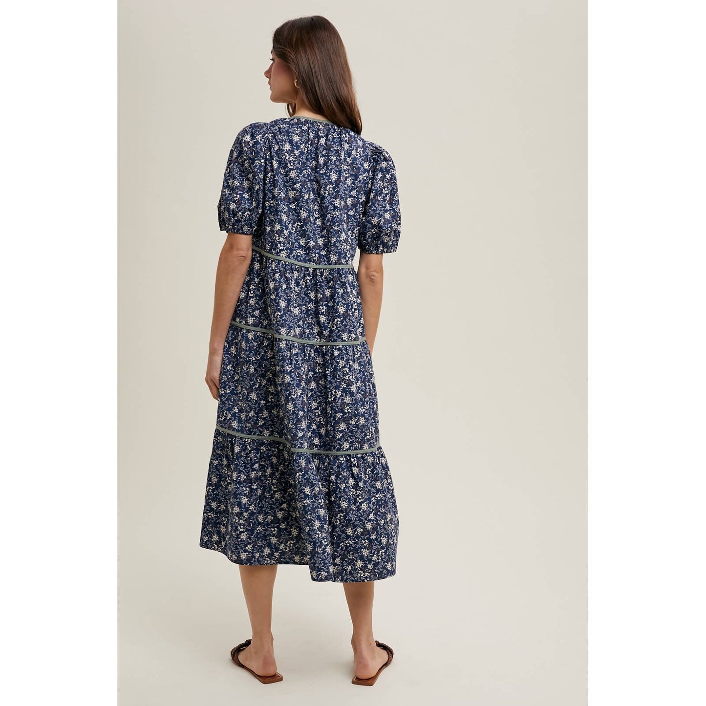 The Piping Floral Midi Dress
