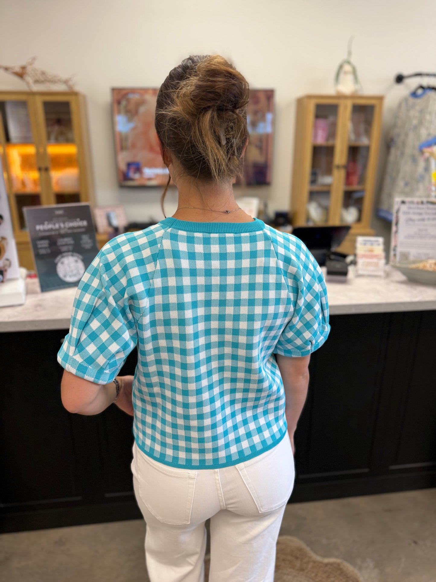 The Gingham Ocean Mist Top
