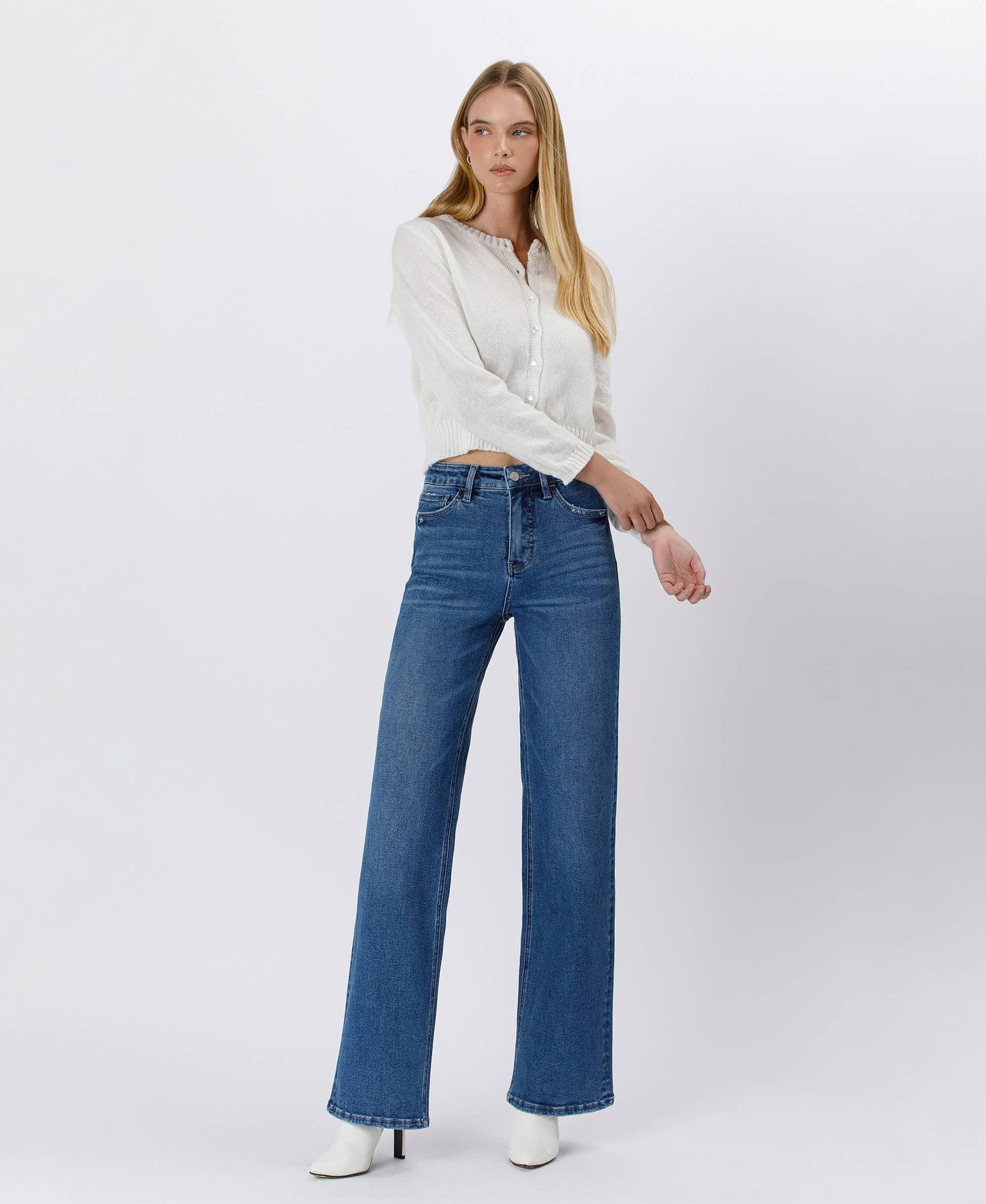 TUMMY CONTROL 90'S SUPER HIGH RISE WIDE LEG JEANS