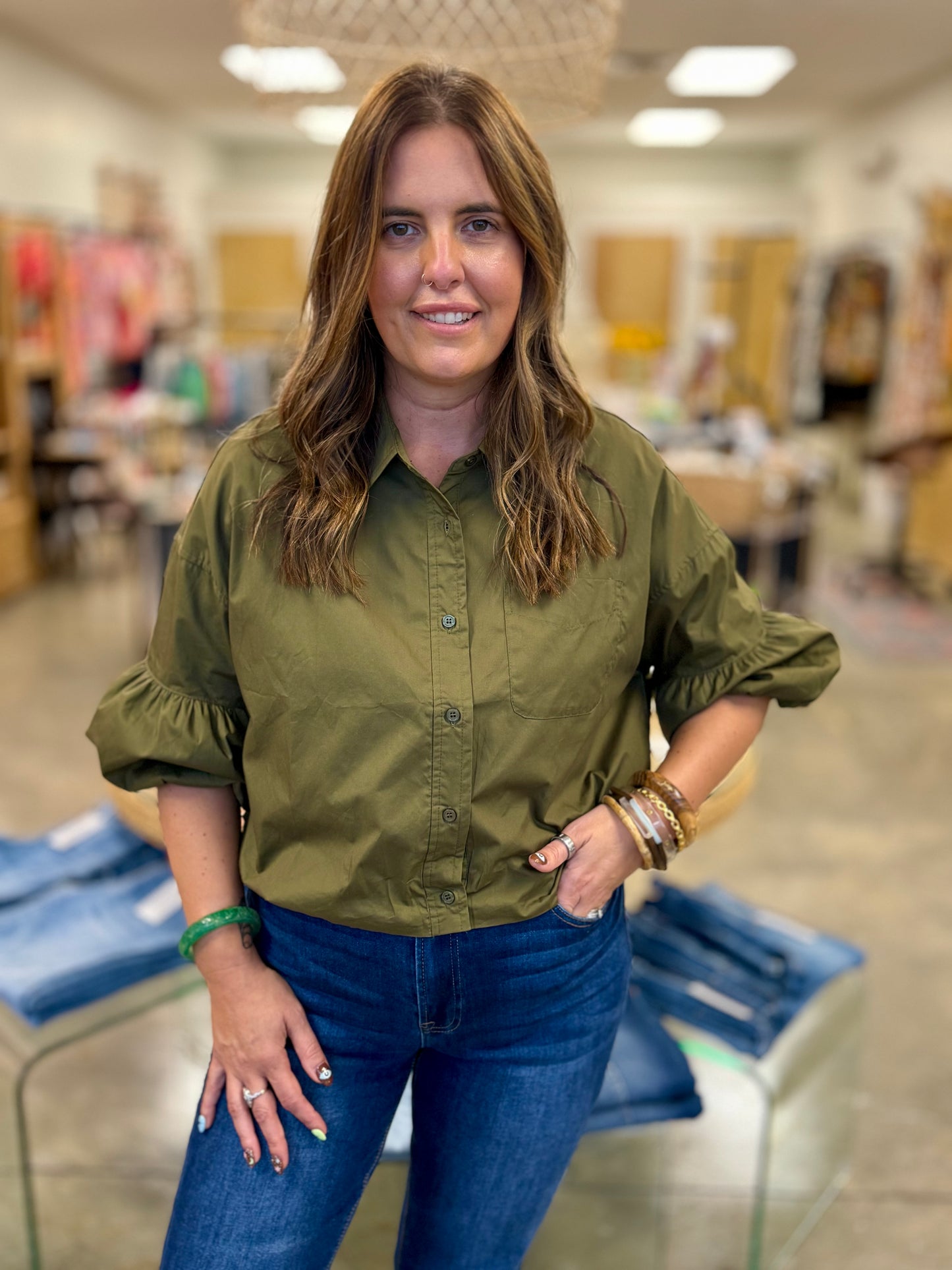 The Barker Button Down in Olive