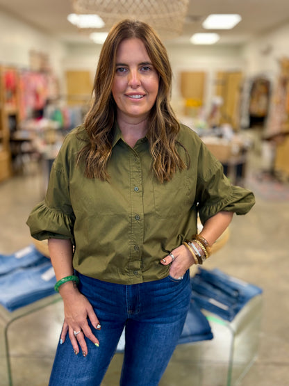 The Barker Button Down in Olive