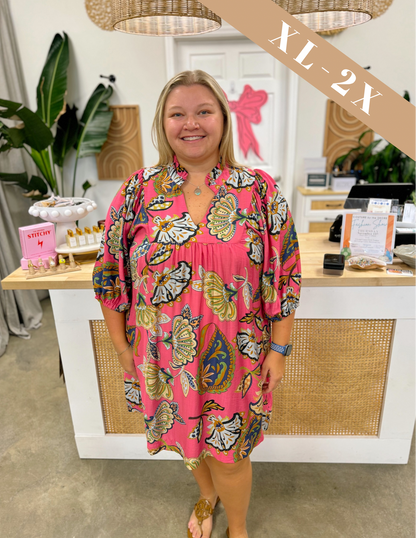 Pink and Paisley Babydoll Dress Curvy