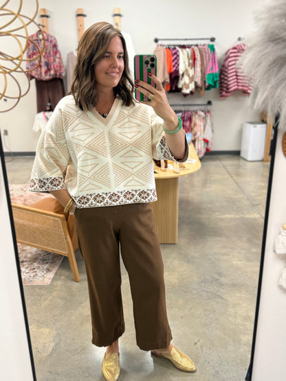 The Office Wide Leg Pants-Brown