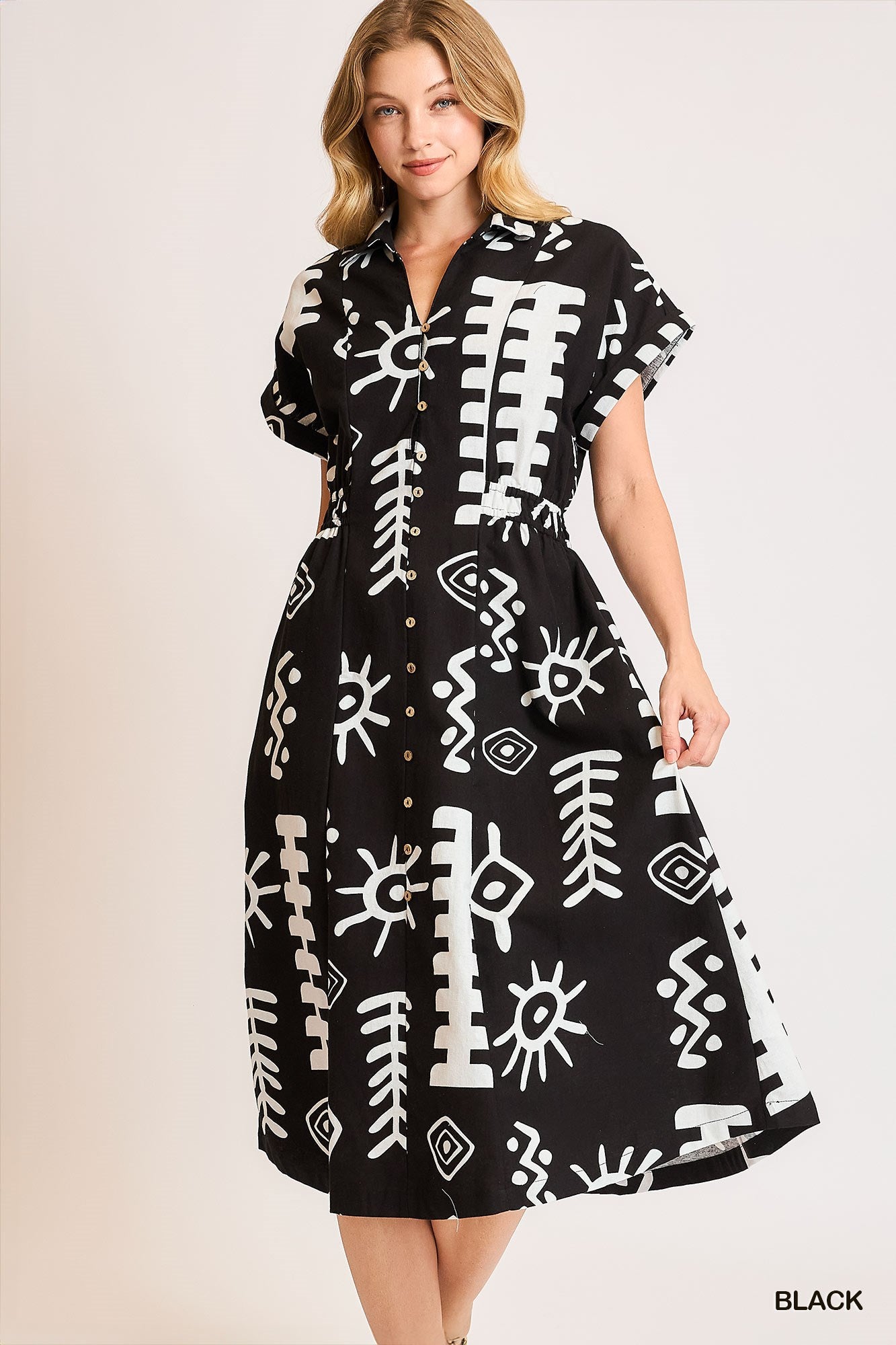 The Native Print Button Down Dress