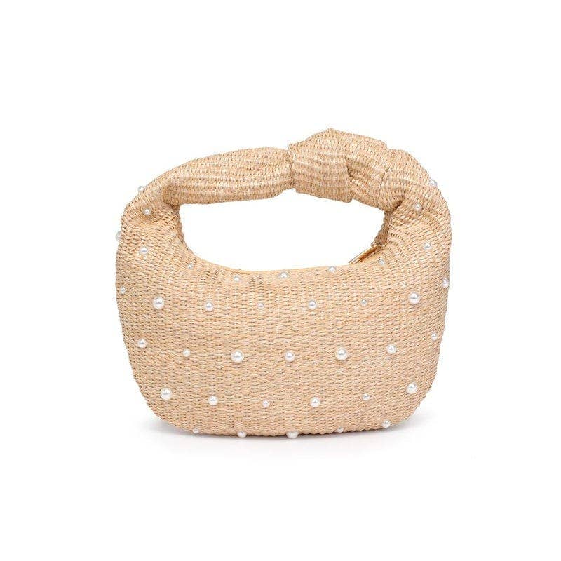 Tracy Straw Pearls Clutch