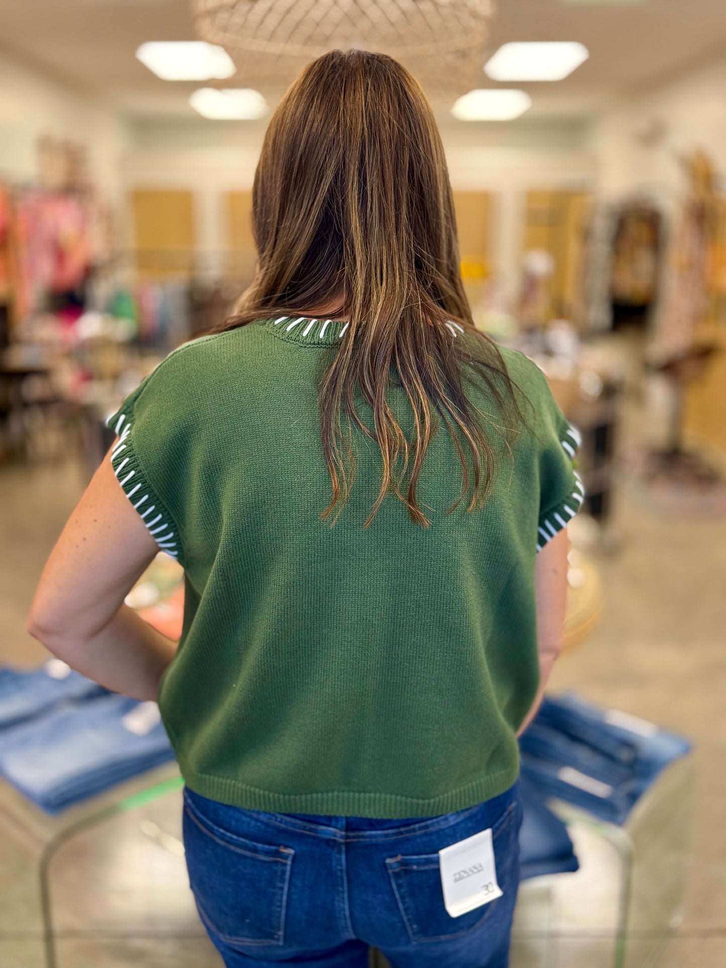 The Stitched Sweater vest Green