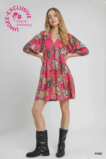 Pink and Paisley Babydoll Dress Curvy
