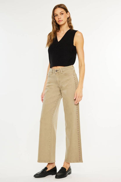 KanCan Stud Mid Rise Wide Leg