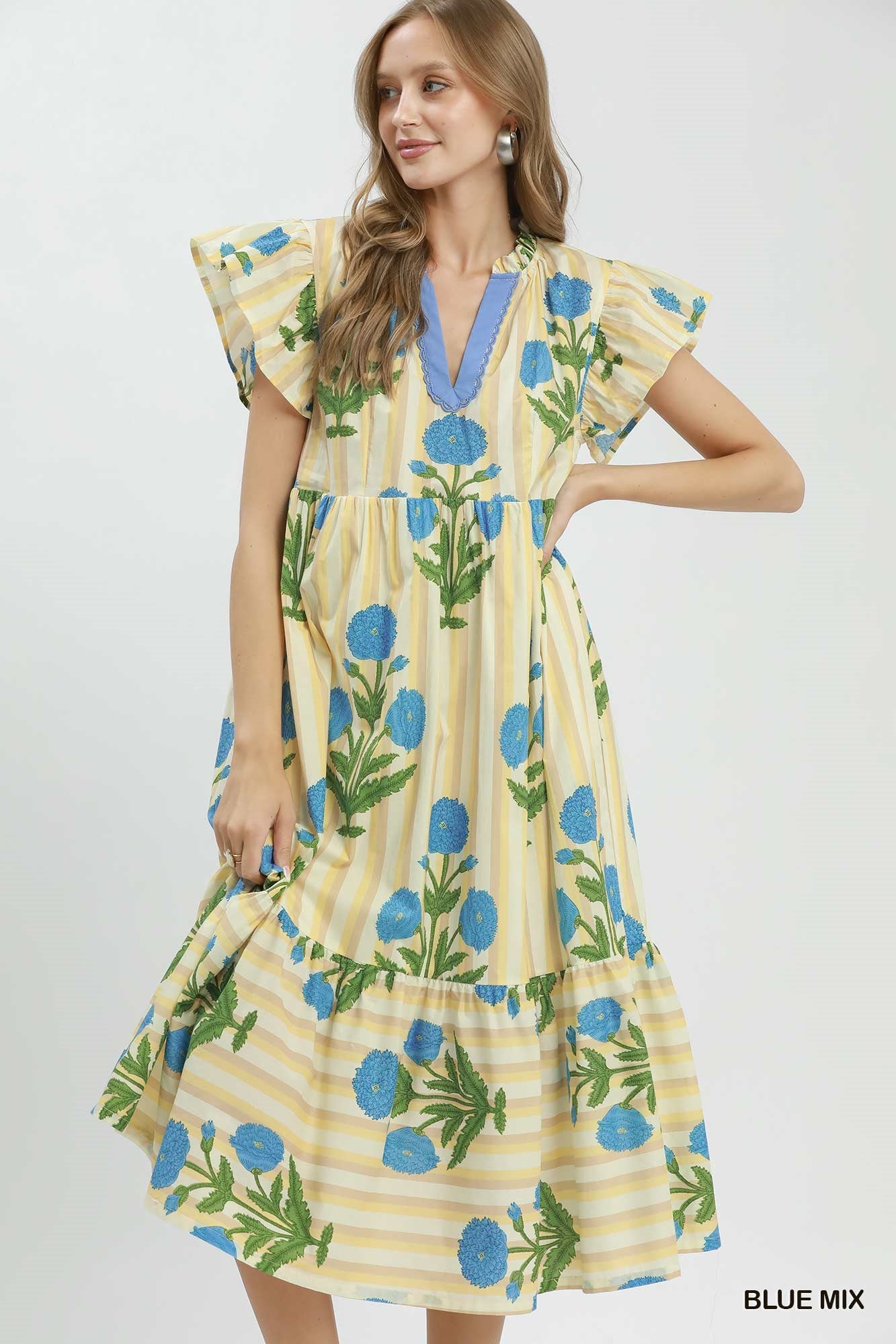 The Laurel Block Print Midi Dress