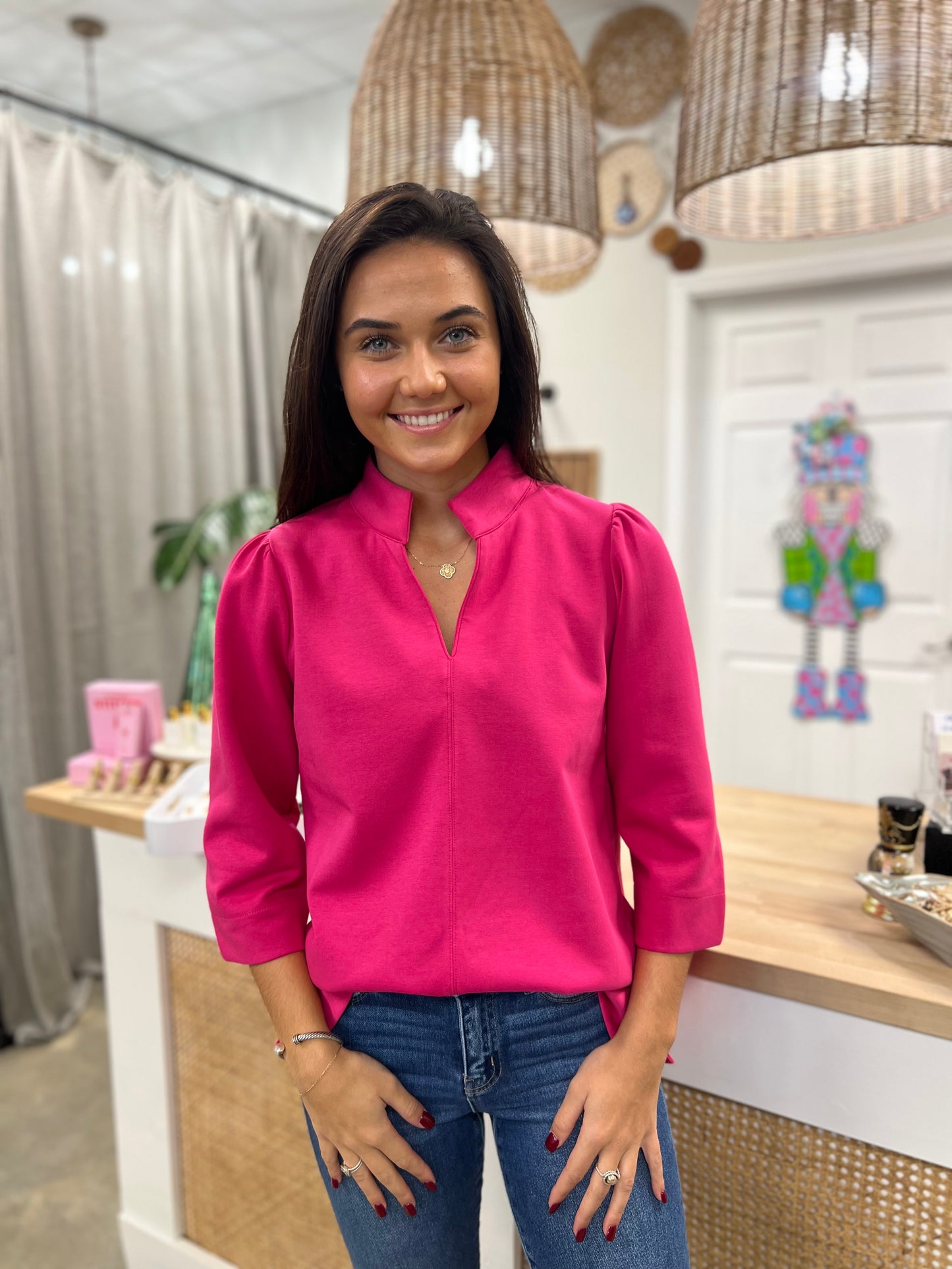 The Hillary Tunic Top Hot Pink