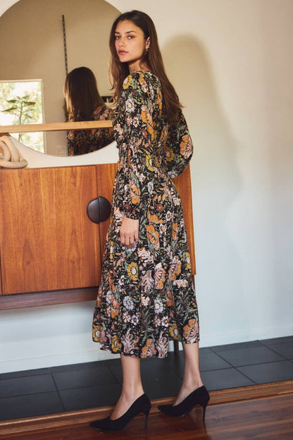 The Bethany Print Floral Midi Dress Curvy
