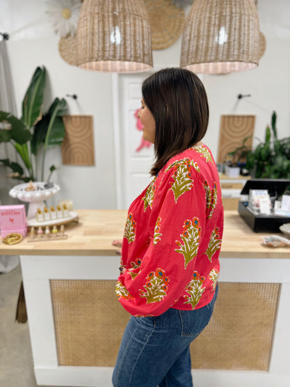 The Margo and Magenta Block Print Blouse