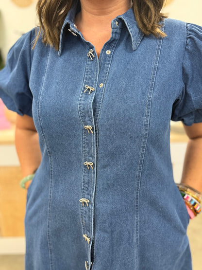 Denim and Bows Mini Dress