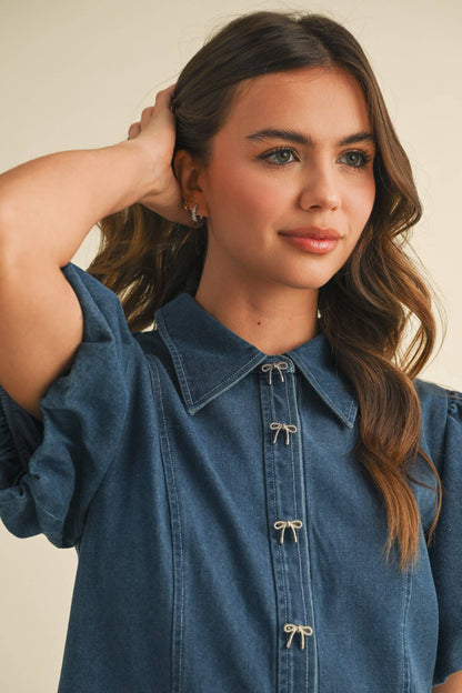 Denim and Bows Mini Dress