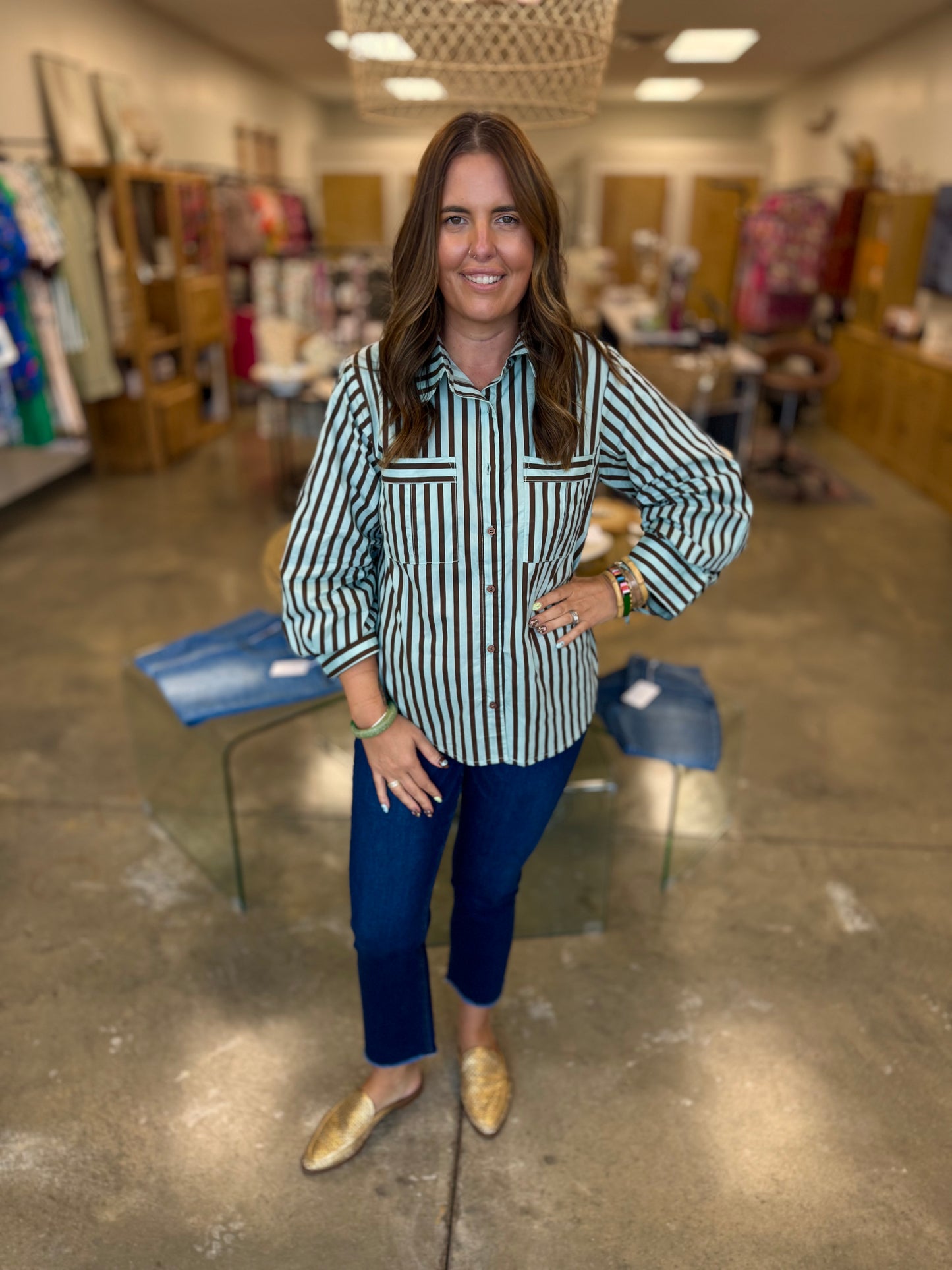 The Zelda Stripe Puff Sleeve Top