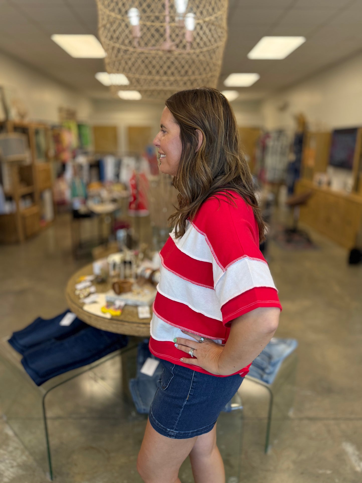 French Terry Striped Top Ruby