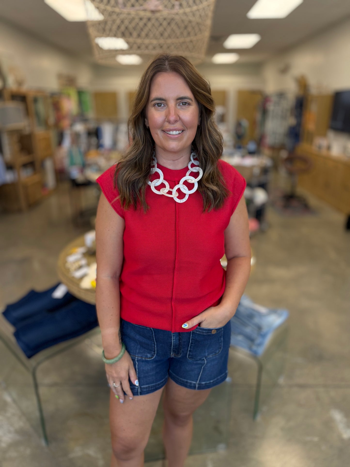The Bailey Sleeveless Sweater-Ruby