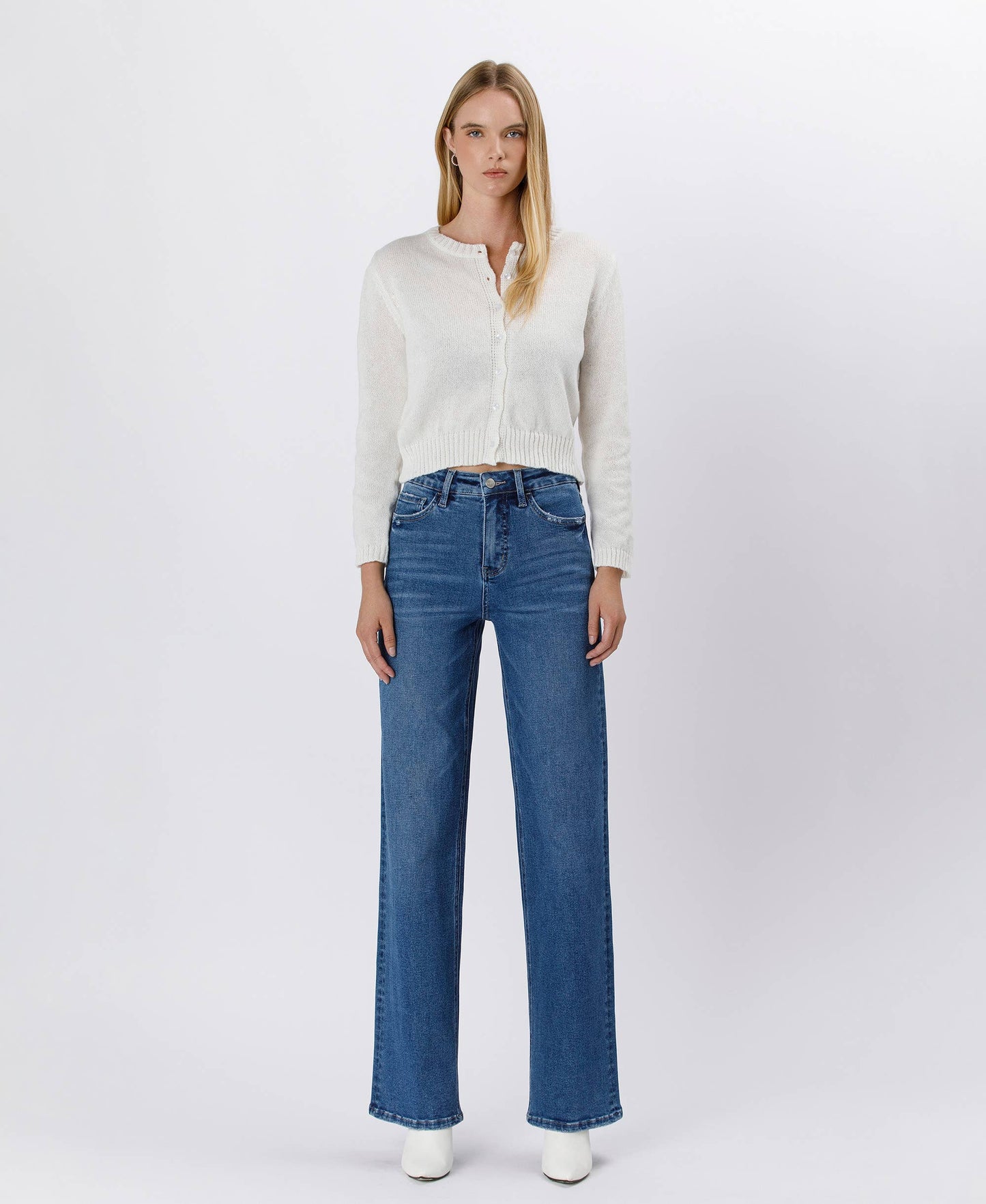 TUMMY CONTROL 90'S SUPER HIGH RISE WIDE LEG JEANS