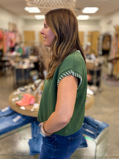 The Stitched Sweater vest Green