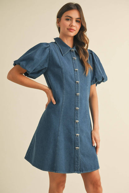 Denim and Bows Mini Dress
