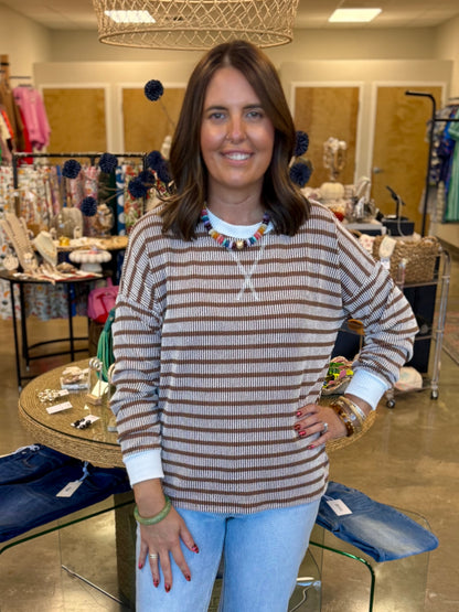 The Sylvia Ribbed Top Brown