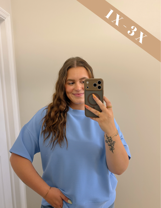 Our Fan Fav Top in Corn Flower Blue Curvy