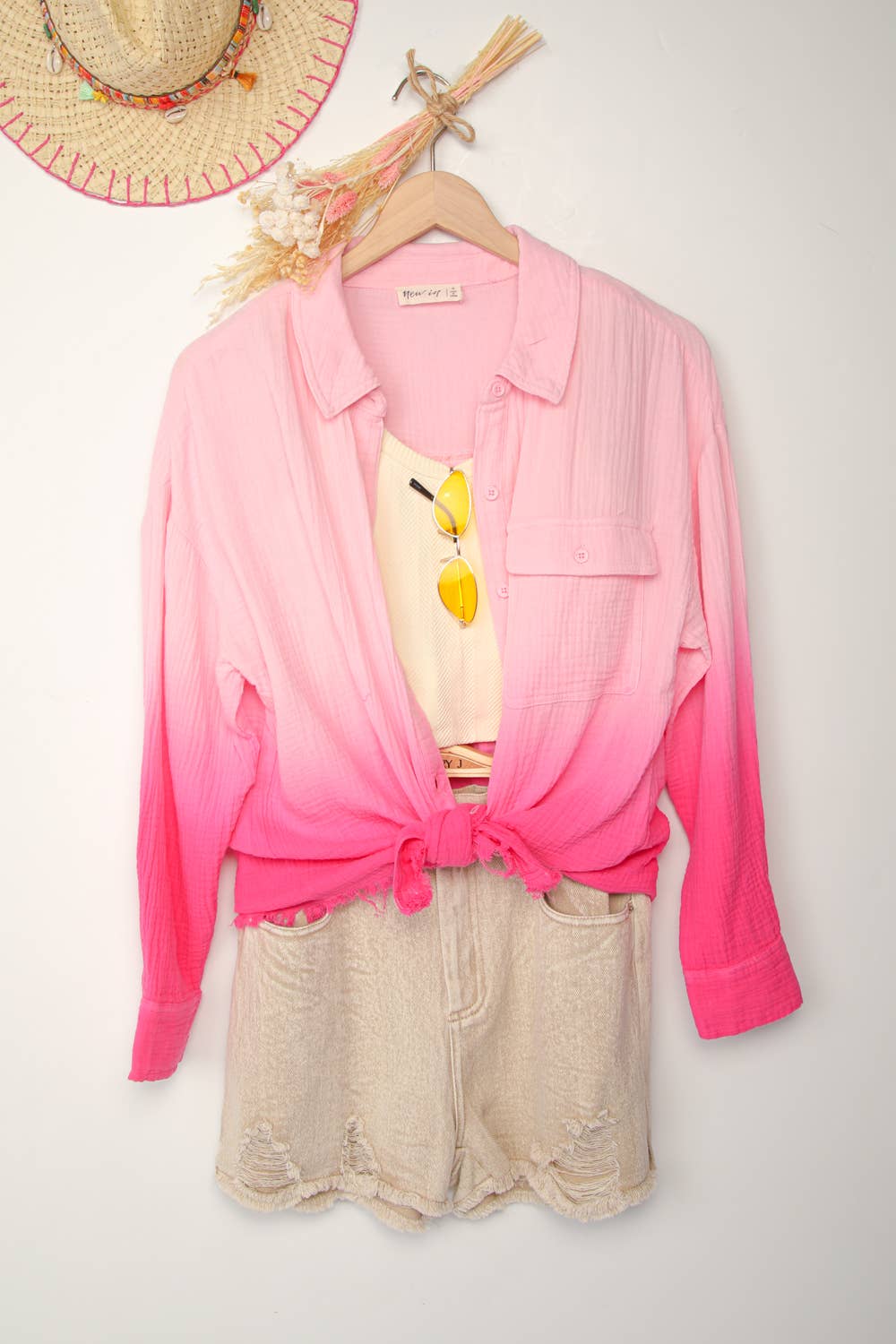 Ombre Gauze Button Down Shirt