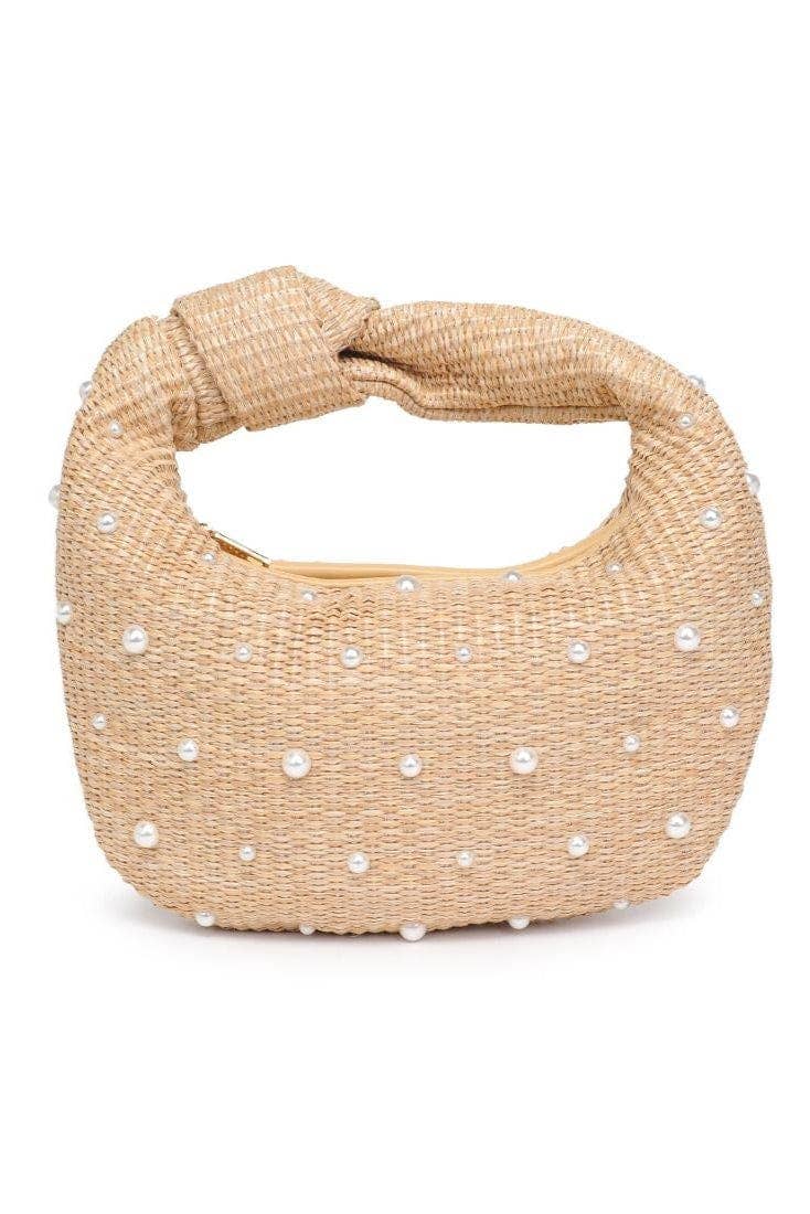 Tracy Straw Pearls Clutch