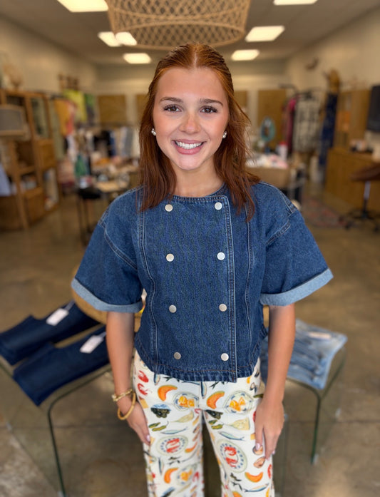 Double Breasted Jean Blouse