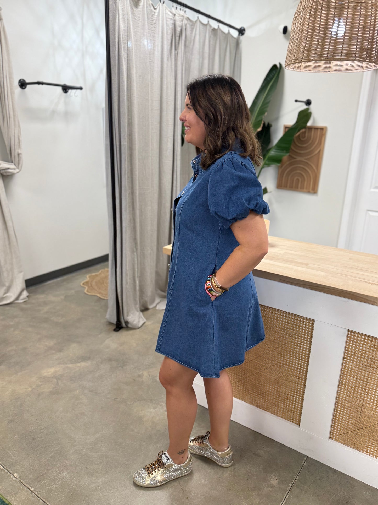 Denim and Bows Mini Dress
