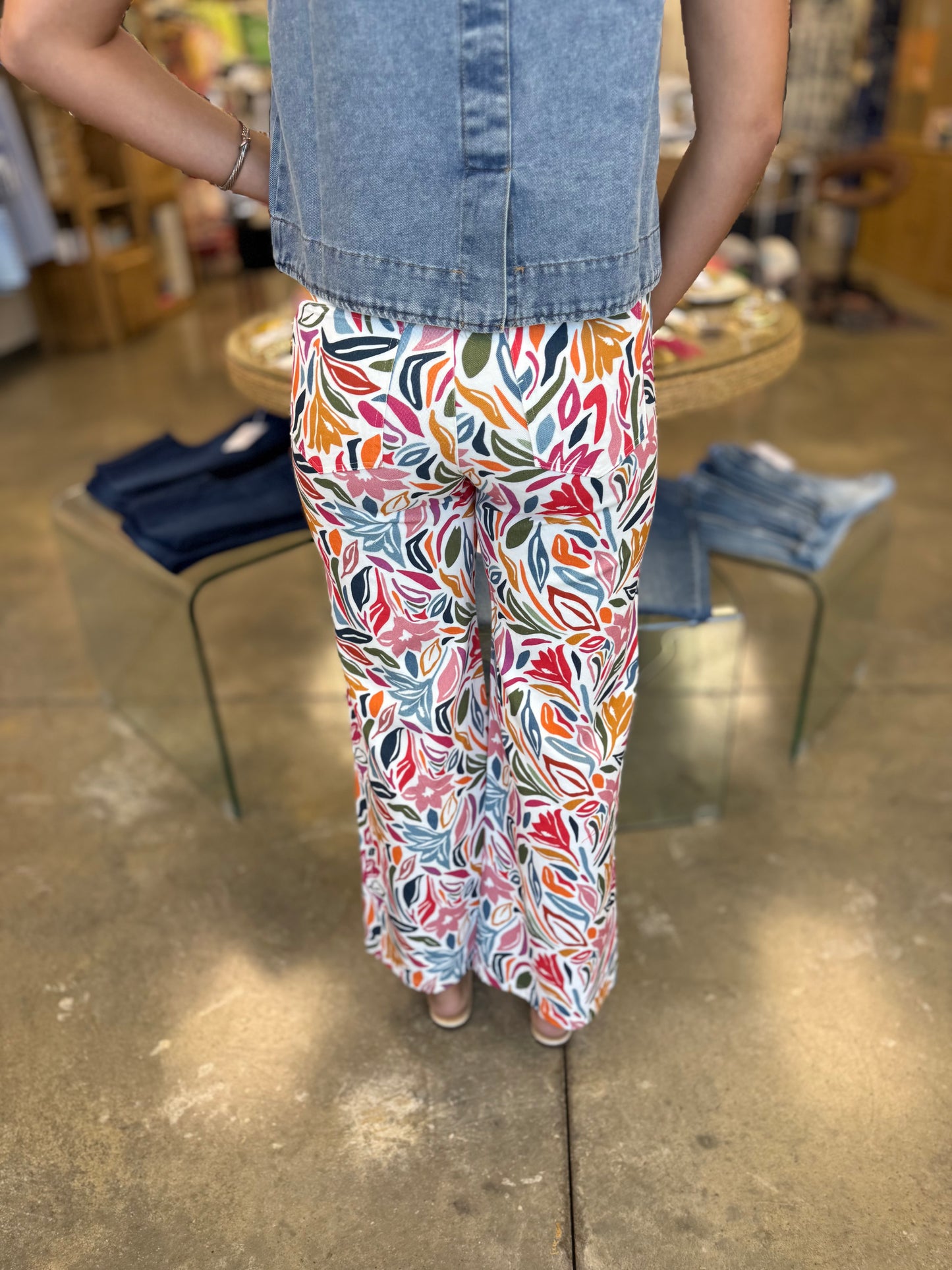 Artistic Floral Jeans