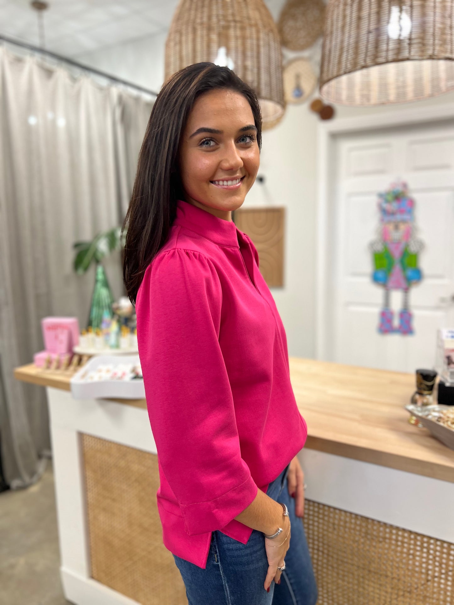 The Hillary Tunic Top Hot Pink