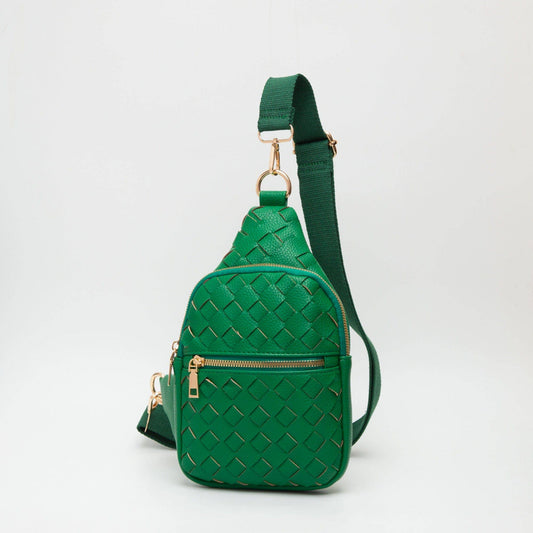 Tallie Woven Sling Bag Kelly Green