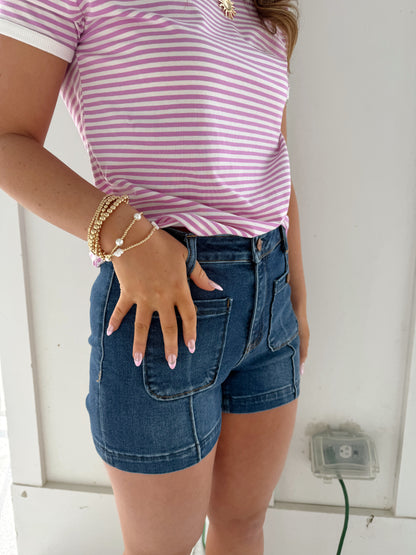 Risen Denim Patch Pocket Shorts