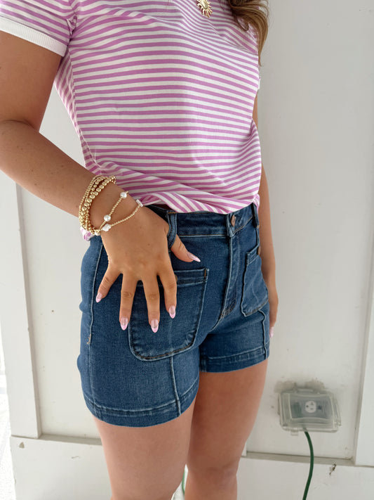 Risen Denim Patch Pocket Shorts