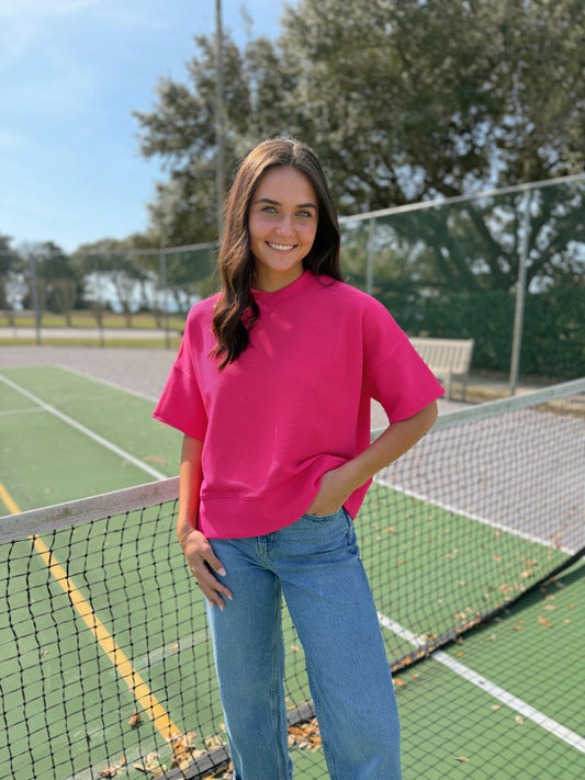 The Banded Ribbed Top Pink