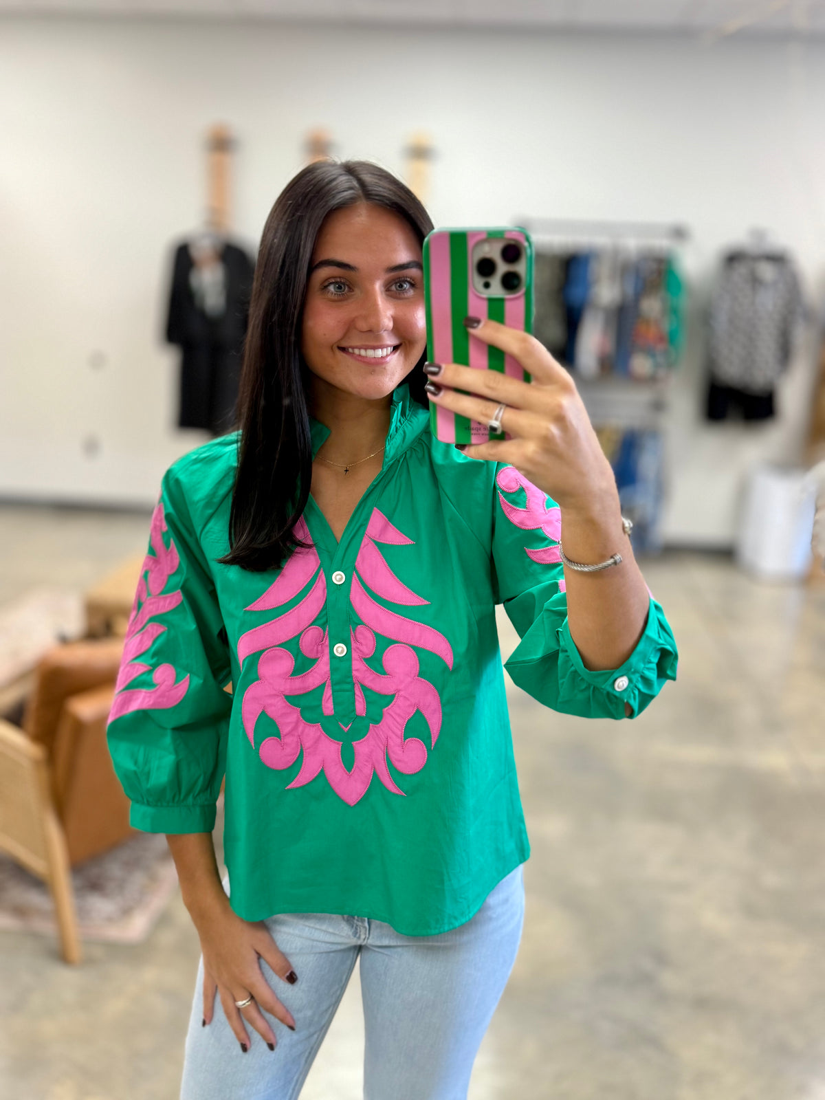 The Wynonna Flare Blouse-Green
