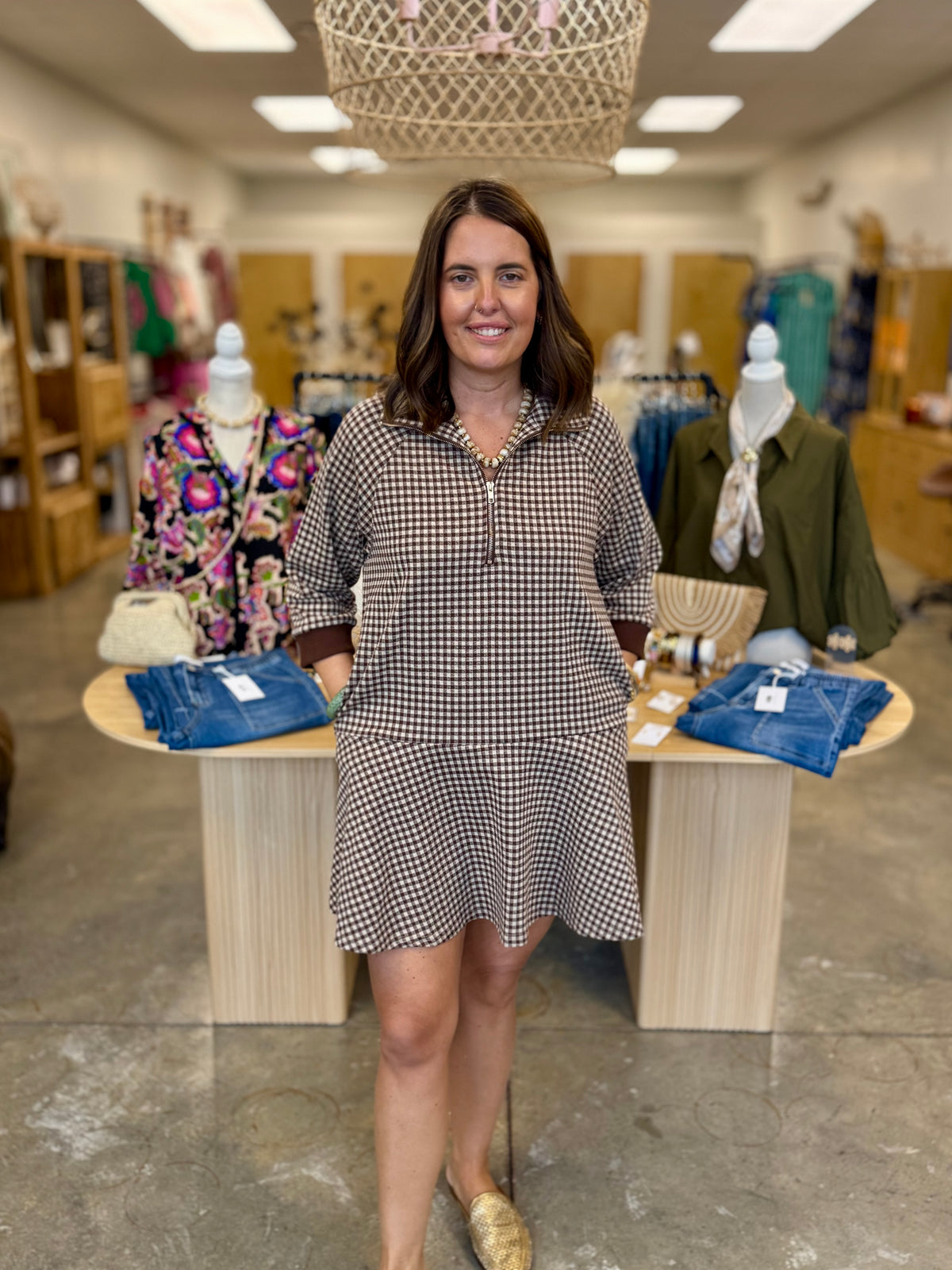 Meadow Picnic Half-Zip Dress