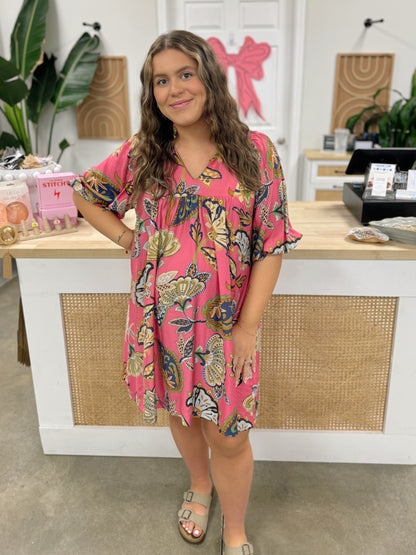 Pink and Paisley Babydoll Dress Curvy